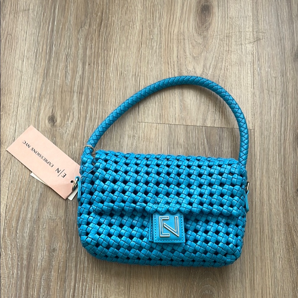 Blue Woven Handbag